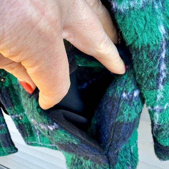 Steve Madden size L The Belle Plaid Lined Shacket Jacket - pine green - Picture 13 of 13